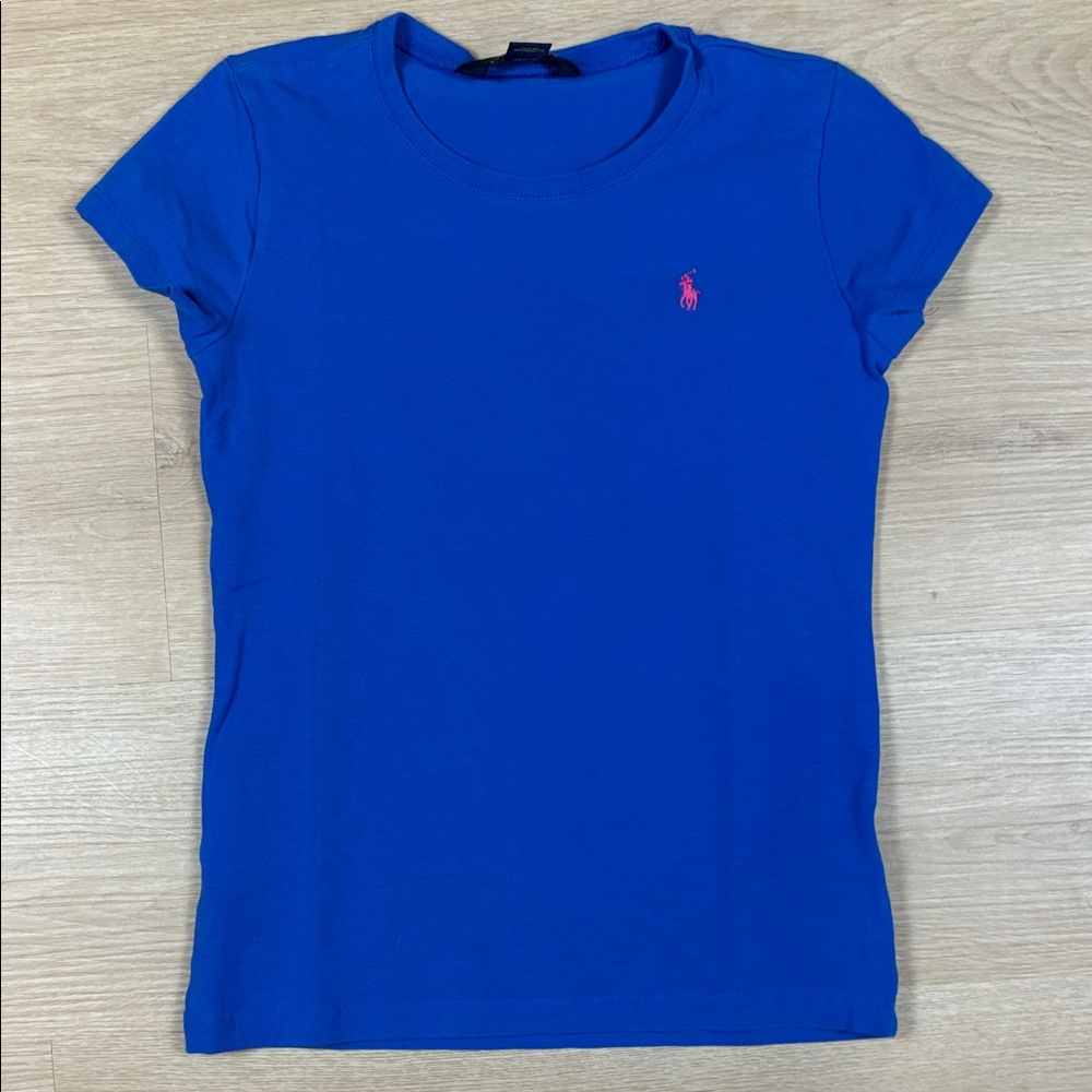 Polo Ralph Lauren Royal Blue Tee with Pink Emblem